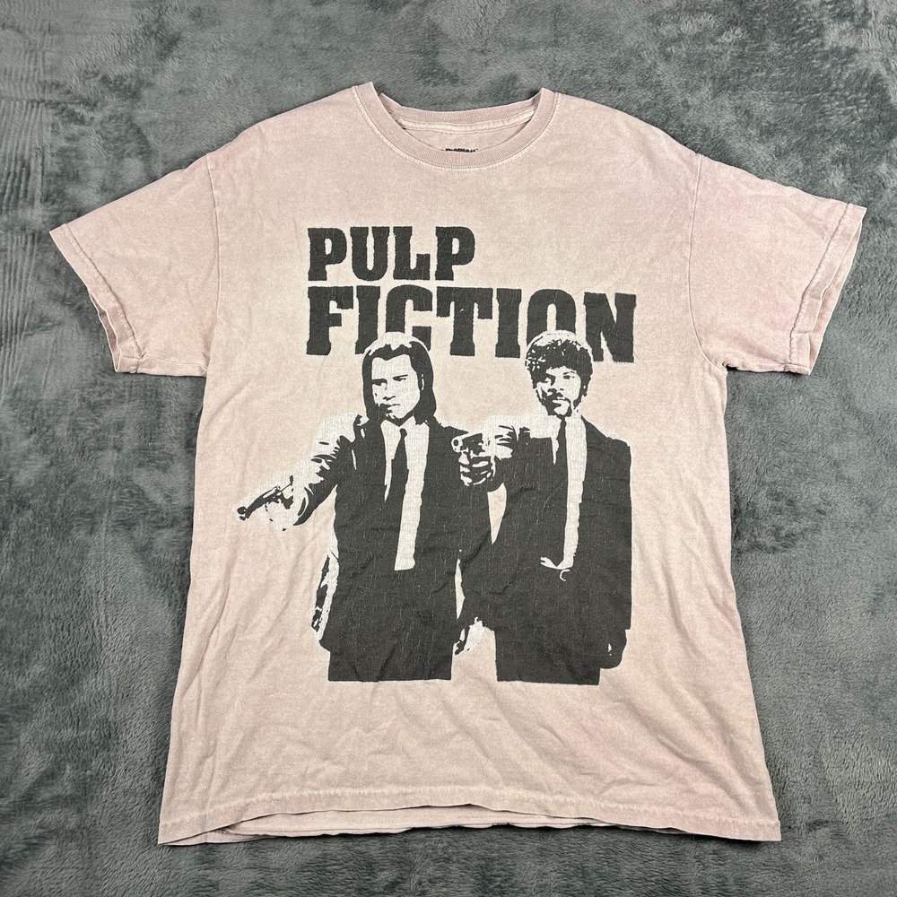 Pulp Fiction T Shirt Unisex Small Medium Light Pink Travolta Jackson Movie Print